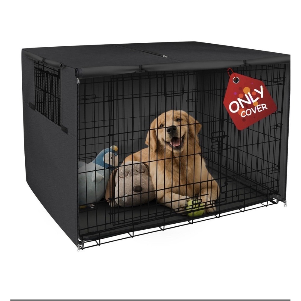 Dog‎ Crate Cover Heavy Duty Pet Kennel Sunshade Universal Fit For 54 In(Black)